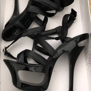 JS Blk Alaska Leather Platform Heels - Size 8.5
